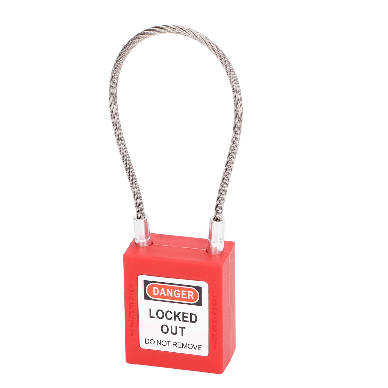 Respicefinem Heavy Duty Lockout Tagout Lock Stainless Steel Cable Lock Safety Lockout Padlock with 2 Keys for Long Term Use Non Fading High Temperature Comfortable to