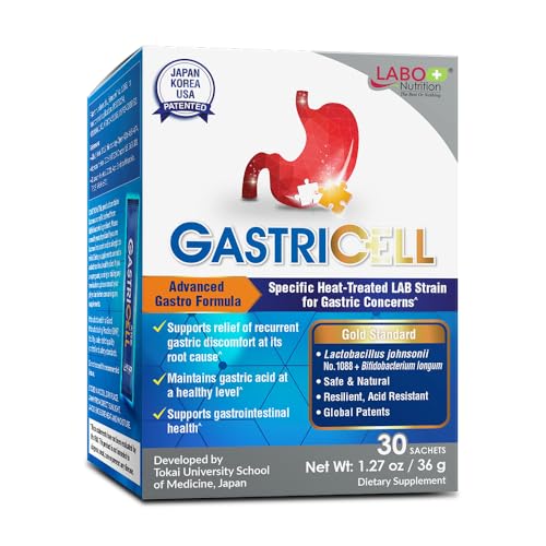 LABO Nutrition GASTRICELL - Target H. Pylori, Acid Reflux, Heartburn, Gastric Acid - Addresses Recurring Gastric Problems, Natural Defence Against Gastric Distress 30