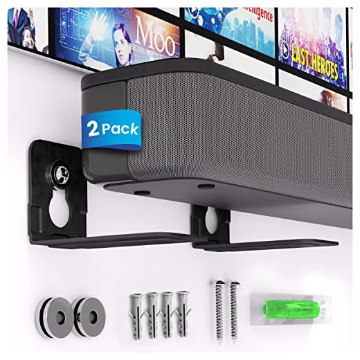 EVEO Suporte universal para barra de som – 2 unidades para 2 barras de som em L suporte para montagem sob a TV ou superior, para Samsung, JBL, Bose, Sony, LG, Sonos e outras marcas – Fácil de instalar com suporte de parede