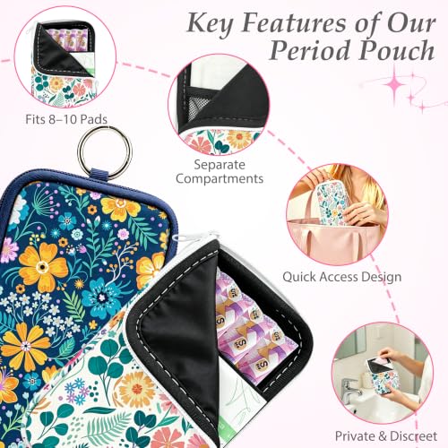 Image of KJQJLY 2 Pack Portable Tampon Organizer Bag Tampon Holder & Storage Case with Zipper for Travel, Discreet Period Bag for Purse, Waterproof Feminine Products Pouch for Women (Flower 2)