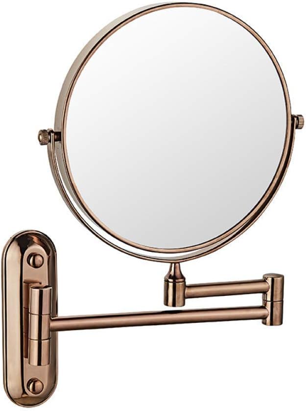 Vanity Makeup Wall Mount, Cosmetic 10x Magnification 360 Rotating Double Sided Shaving in Bedroom(Rosegold)