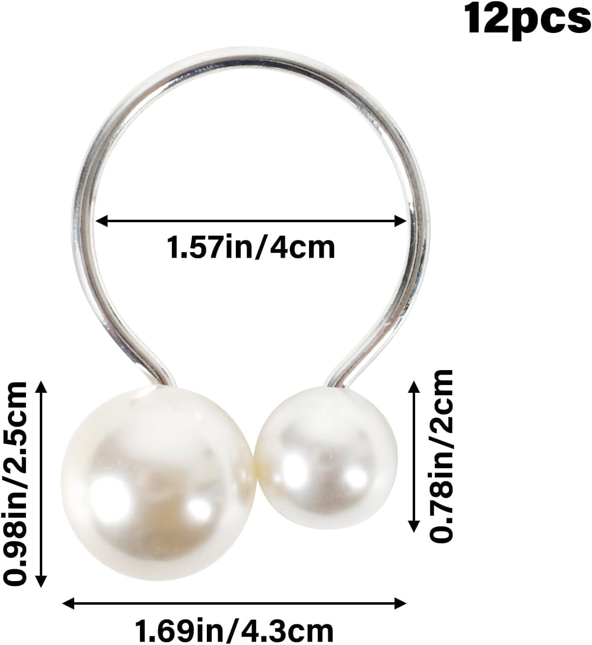 24 Portatovaglioli Con Perle Finte E Strass - Eleganti Anelli Elastici Da 4 Cm Per Matrimoni, Cene E Feste
