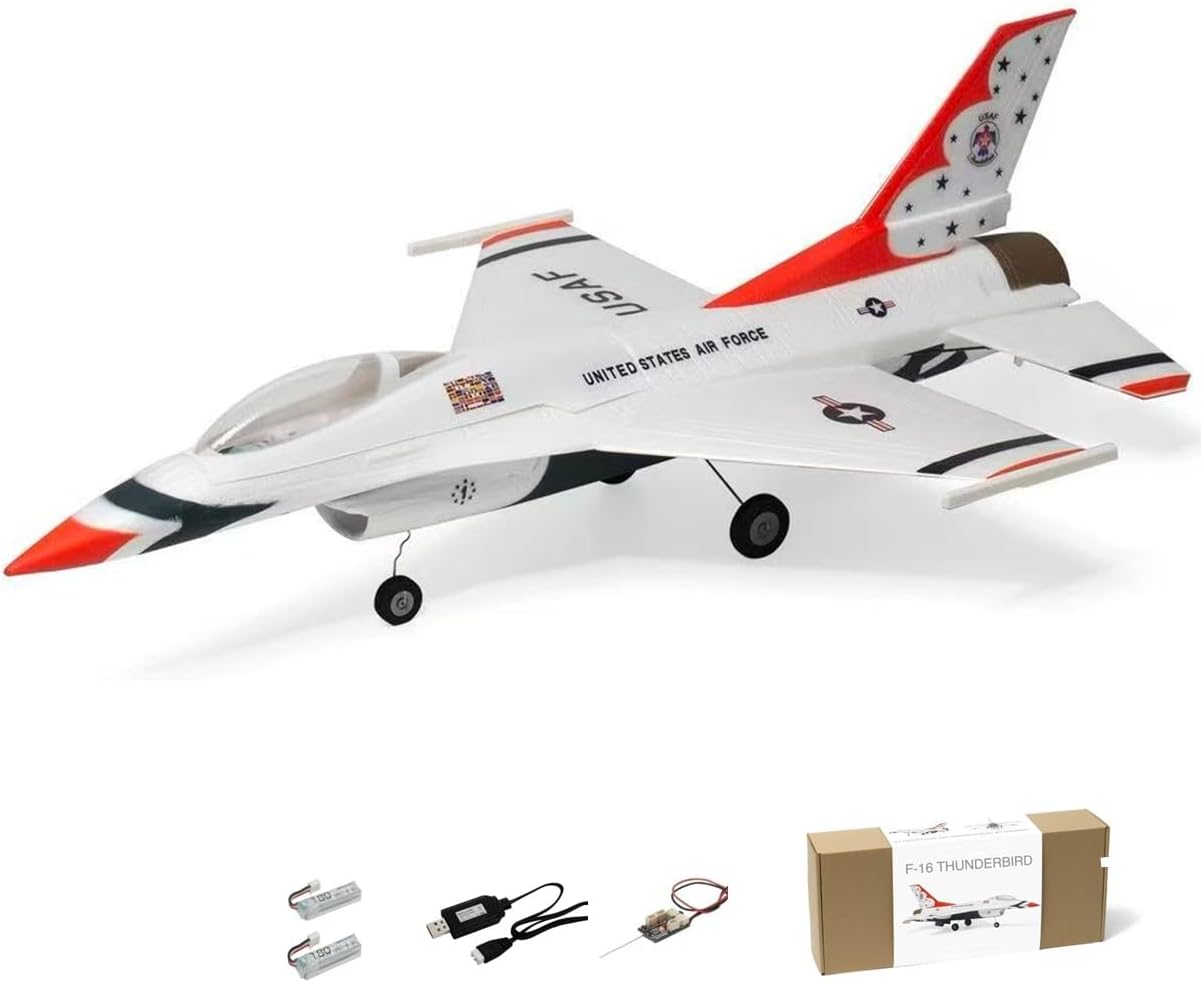 MinimumRC F-16 Thunderbird RC Plane, 30mm EDF Jet, 290mm Wingspan Scale, Model,Stablilization, 2.4GHz Remote Control Modes, Flight for Adults (Brushed, DSM2(Without Transmitter))