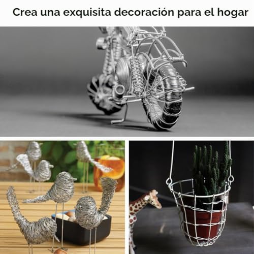Miniatura 6 de Auauy Alambre De Aluminio 3mm X 15m Plata, Flexible Anodizado Para Manualidades, Hacer Joyas, Coronas, Esculpir Y Modelar