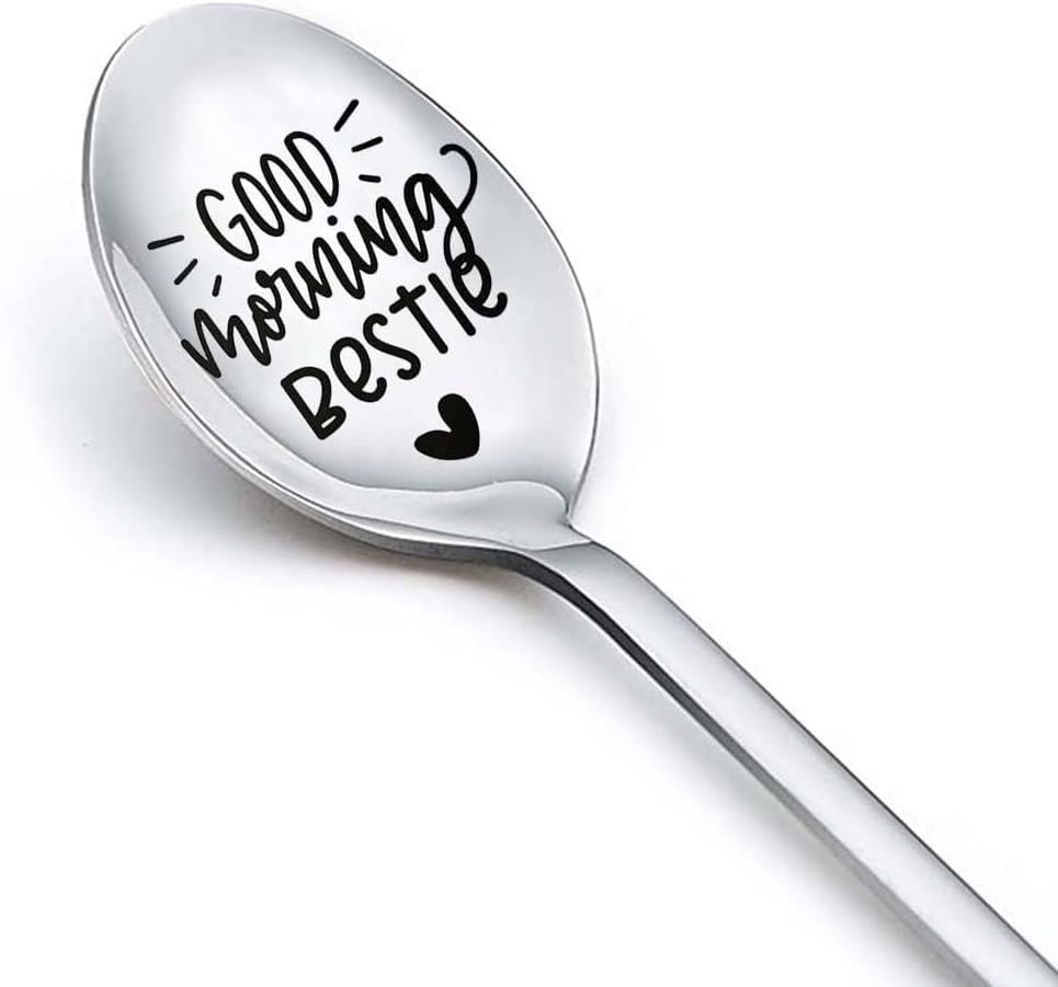 RFTWXHPN Bestie Best Friend Spoon Gifts for Women Teen Girls Good Morning Bestie Spoons for Best Friends Christmas Birthday Gift for BFF Friendship Gifts Coffee Tea Lover Gifts Spoon