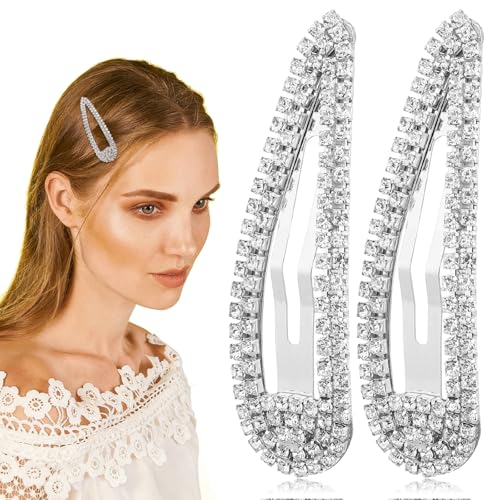 VINTORKY Clip de Presión Pelo Cristales Grandes de Metal, 2 Piezas, Horquillas Decorativas Cabello, Ideales para Uso Diario en Mujeres y Niñas