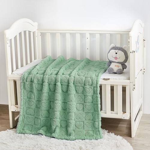Image of Yurhap Heart Baby Blanket, Love Plush Fleece Baby Blankets for Boys Girls | Soft Sherpa Baby Girl Blanket for Infant Toddler Newborn Gift, Fluffy Baby Essentials, For Crib Stroller, 30 inchx40 inch