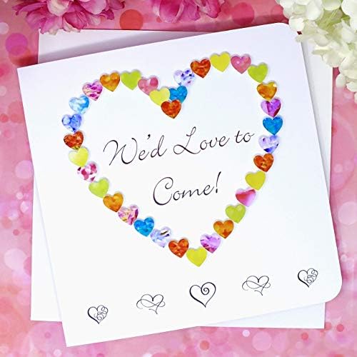 Wedding RSVP Reply Card - 'We'd Love to Come' Invitation Acceptance Response with Envelope - Single