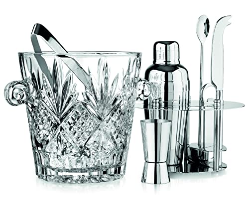 Godinger Barware Bar Tools Glass Set, Includes Cocktail Shaker For Drink Mixing, Jigger, Ice Bucket And Knive #TOP1
