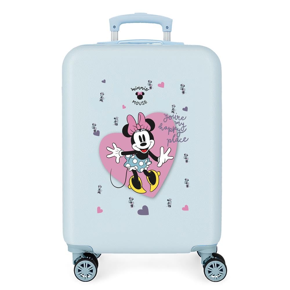 Disney Minnie My Happy Place Maleta de Cabina Azul 38x55x20 cms Rígida ABS Cierre de combinación Lateral 34L 2 kgs 4 Ruedas Dobles Equipaje de Mano