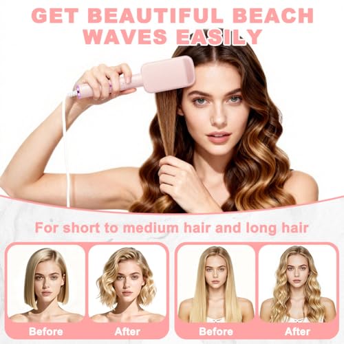 LOPHE Welleneisen Für Haare, 32mm Beach Waves Lockenstab 4 Temperatureinstellungen, Welleneisen Kreppeisen für die Haare, Wellenstab für Lange Kurze Haare, Alle Haartypen, Rosa