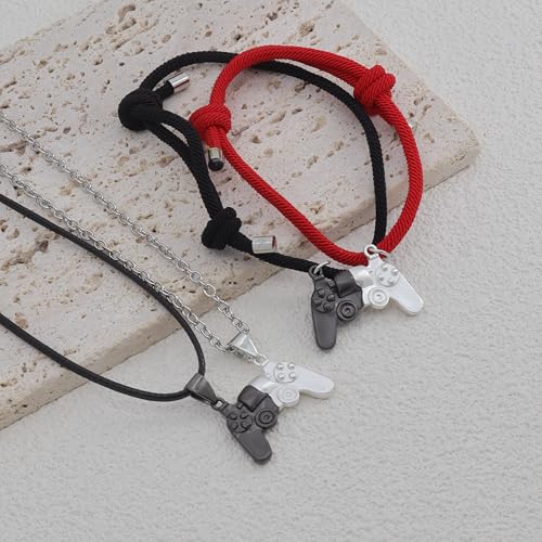 FUTIMELY Game Controller Necklace Bracelet Set for Couples Game Console Handle Magnet Matching Necklace,Matching Necklace Bracelet Set for Best Friend,Friendship Sister Necklace2
