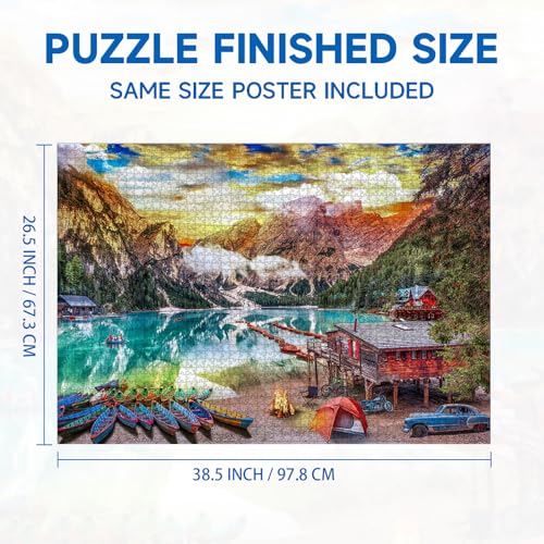 Image of Jigsaw Puzzles 2000 Pieces for Adults, Families Lakeside View Pieces Fit Together Perfectly