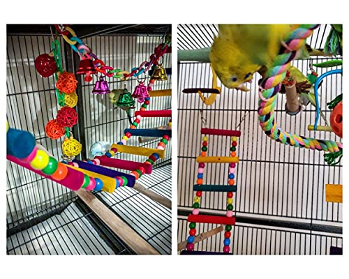Ds. Distinctive Style 82456105408HETCACC Bird Ladder Toys Coloured Flexible Parrot Swing Bridge Wooden Cockatiel Cage Hanging Climbing Ladder thumb #5