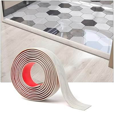 Art3d Self Adhesive Vinyl Floor Transition Strip,Laminate Floor Strip Floor Flat Divider Strip for Joining Floor Gaps,Carpet Threshold Transition,Floor Tiles?10 FT, 1.57in, White-Washed?
