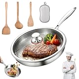 Ruileyou Titan Pfanne, Titanpfanne Mit Deckel und Spatel, Titanium Pfanne für Non-Stick, TitanPfanne Unbeschichtet, Kratzfest, Geeignet für Alle Herdarten (Mit Deckel, 24cm)