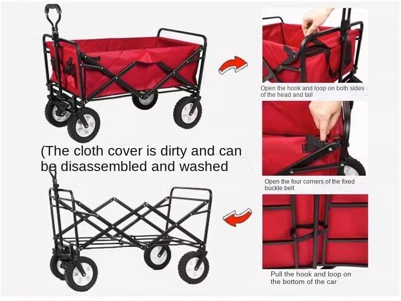 Einkaufswagen, Faltbarer Gartenwagen mit 4 Rädern, vielseitiger Allzweckwagen für Camping, Angeln, Outdoor-Aktivitäten, Leichter und tragbarer Einkaufswagen. – Bild 3