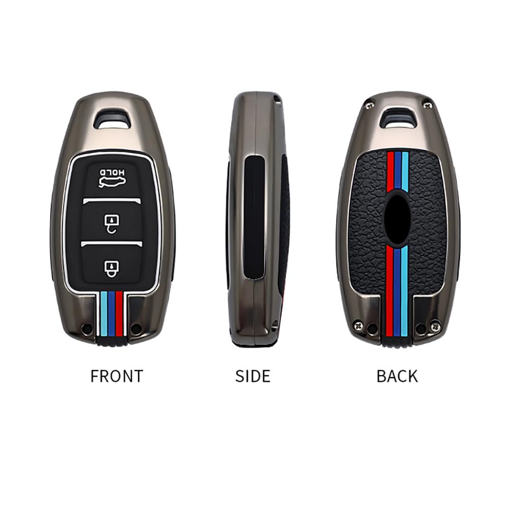 KUNIO Key Fob Cover fit for Hyundai Kona Hybrid for Kona N fit for Hyundai I30 Fastback i30N key fob cover Case Metal Cover Key Cover Key Fob 3 Buttons A Black - Image 4