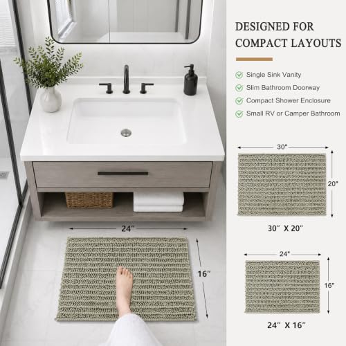 Image of Arotive Luxury Small Bathroom Rugs 24x16, Extra Soft Thick Absorbent Shaggy Chenille Bath Rugs, Machine Wash Dry, Bath Mats for Bathroom Floor, Tub and Shower, Home Decor Accessories, Warm Taupe