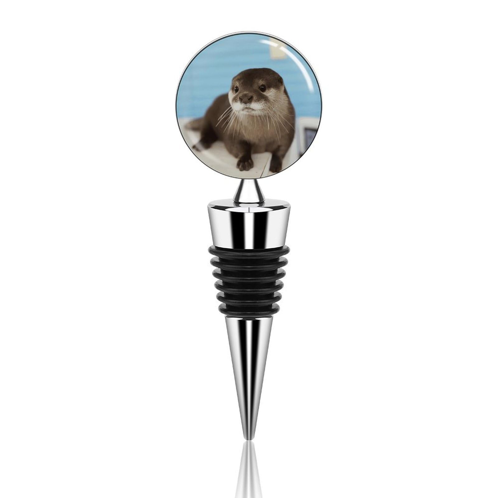Bouchon de bouteille de vin réutilisable loutre en alliage de zinc pour bar et cadeau