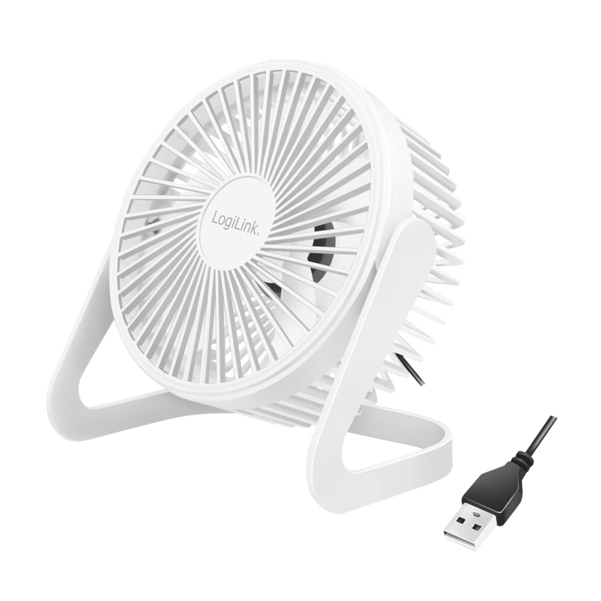 LogiLink Wentylator biurkowy USB, 15,24 cm, 40 dB, biały – 2 stopnie