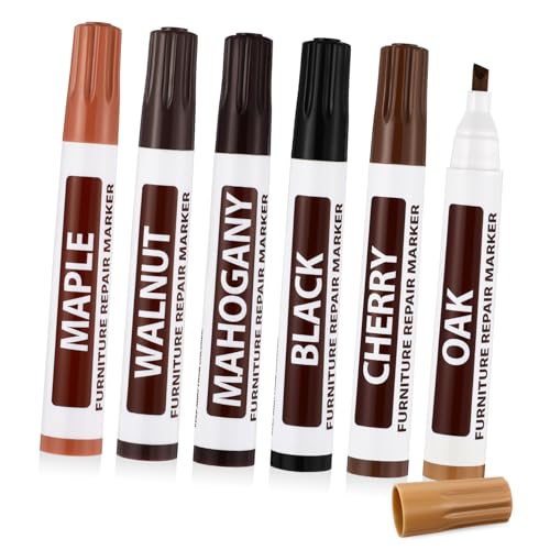 BCOATH 6pcs Wooden Furniture Markers Quick-Drying Repair Tools for Scratches Blemishes Worn Edges for Tables Cabinets and Floors