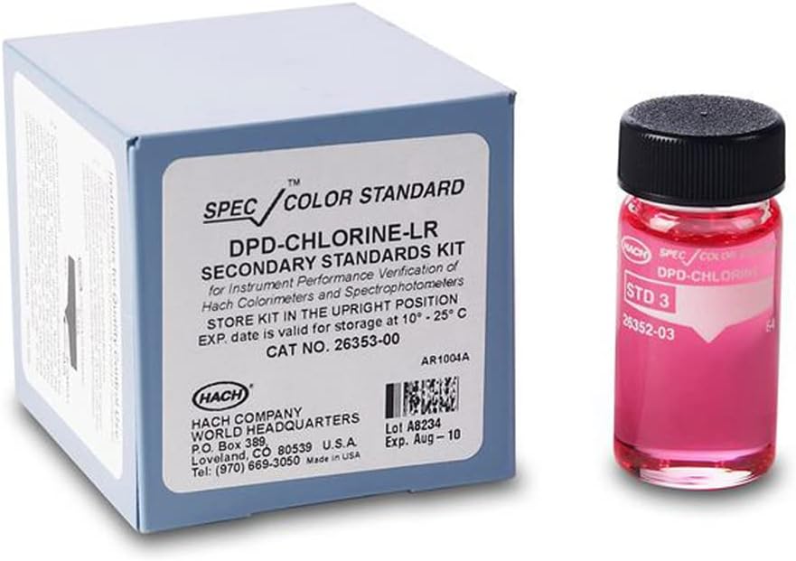 Hach SpecCheck Secondary Gel Standards Set, DPD Chlorine - LR 0-2.0 mg/L Cl₂, Chlorine Testing, Water Quality Standards, Accurate Chlorine Measurement, Laboratory Grade Chlorine Standards, 2635300