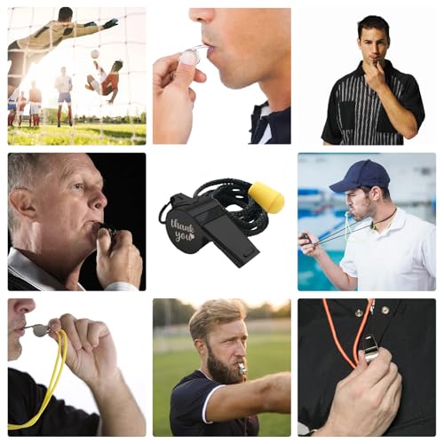 Silbato deportivo con cordón negro de acero inoxidable miniatura 6