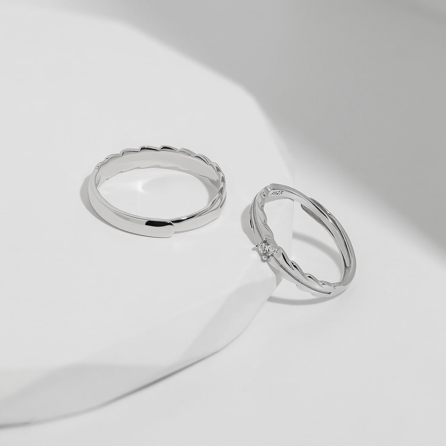 Meissa Anillos de Pareja a Juego en Plata Esterlina, 2 Piezas Anillos de Promesa y Compromiso Boda para Mujers Hombres, Juego de Dos
