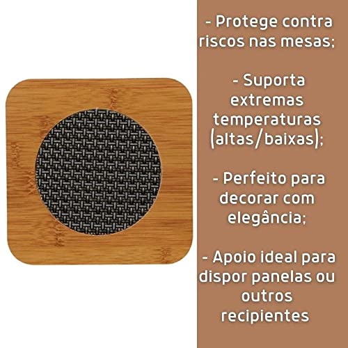 Descanso de panela 4un madeira para proteger mesas de panelas quentes e decorar
