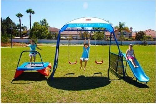Kids Outdoor Playground Includes Trampoline, Swings and Slide