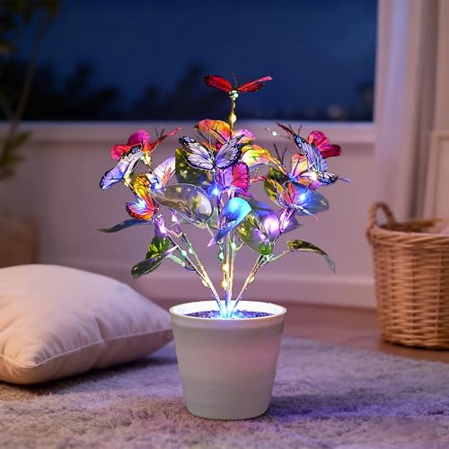 Image of Colorful Butterfly Lamp Night Light for Bedroom Bar Coffee Shop Wedding Decor, Gifts for Women Mom Daughter Grandma Aunt Girlfriend Coworker Friend Birthday Christmas Valentines Mothers Day