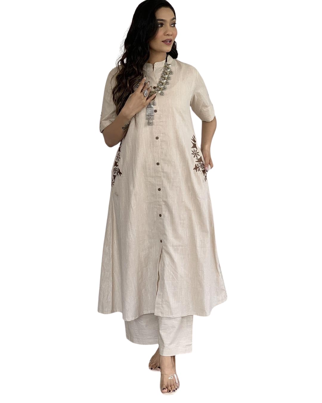 nik and you Women's Cotton Embroidered A-Line Kurti with Pant-picture-54