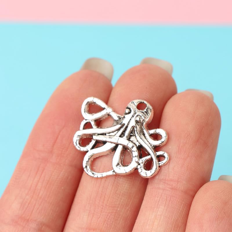 100Pcs Zinc Alloy Charms Antique Silver Color Marine Octopus Shape Charms Pendants For DIY Necklace Bracelets Jewelry Making 20 x 24 mm - Image 3