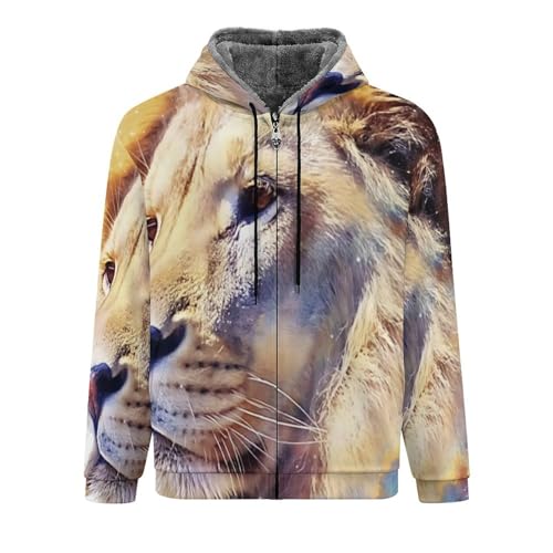 Veste pour homme avec doublure polaire et capuche lion fantastique
