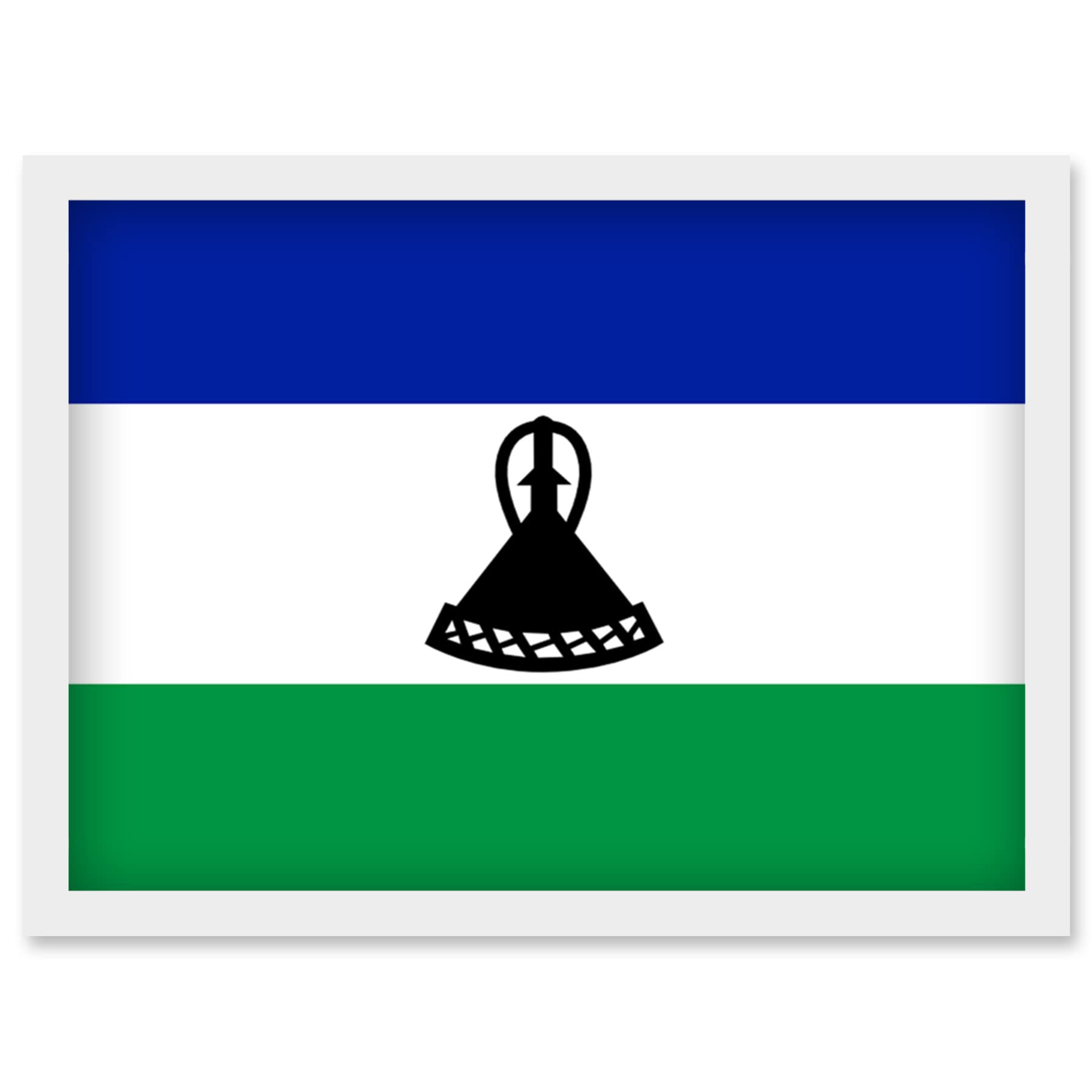 Artery8 Lesotho National Flag Patriotic Vexillology World Flags Country Region Poster Artwork Framed Wall Art Print A4