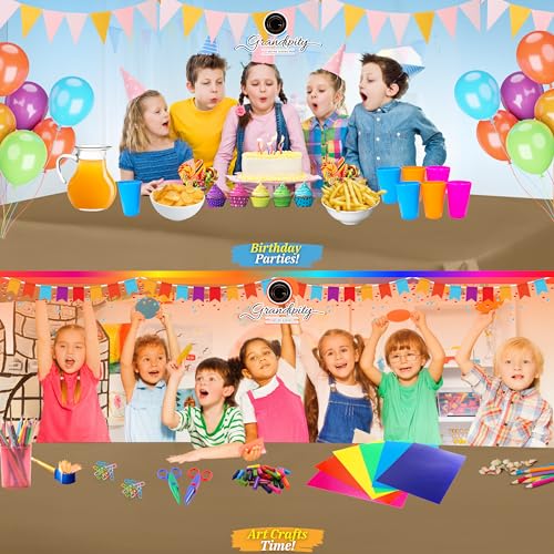 Image of Plastic Table Cloth Disposable 12 Pack 54 inch x 108 inch Rectangle | Gold Plastic table covers, durable disposable tablecloths, fade and tear-resistent table cover for party, event