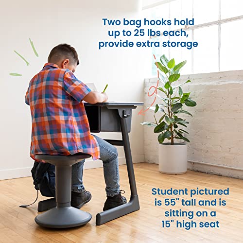 Image of ECR4Kids Cave Open Front Desk with Plastic Book Box, Classroom Furniture, Maple /Black