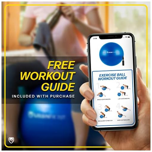 Exercise Ball (65 CM) for Stability & Yoga - Workout Guide Incuded - Professional Quality (Blue) - Image 8