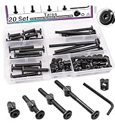 Taiss 20 Stück schwarz Möbelschraube mit Zylindermuttern Set M6x20mm/40mm/60mm/80mm Babybett Schr...