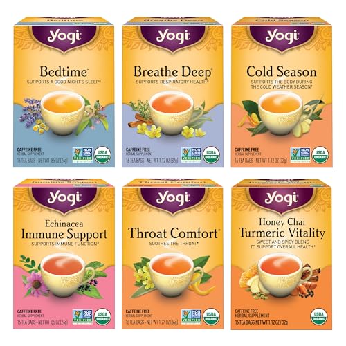 Yogi Get Well Variety Pack (6 Pack) – Herbal Immune and Cold Season Support – 96 Organic Tea Bags