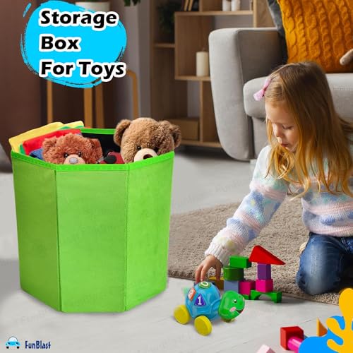 Image of FunBlast Fruit Design Multi-Functional Folding Storage Ottoman Box Organizer Cum Stool with Seat Cushion, Storage Boxes for Toys for Kids (Lemon)