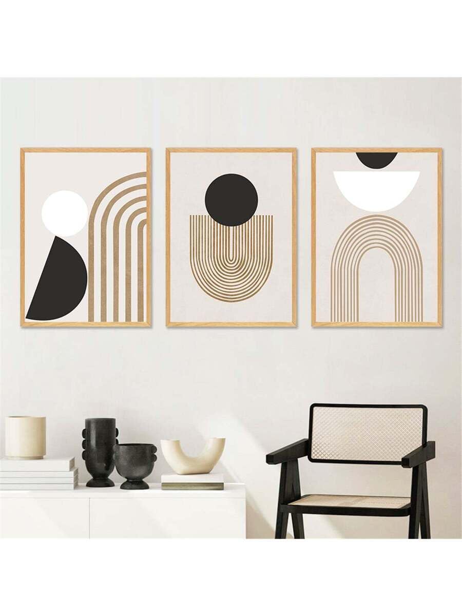 Tableaux minimalistes abstraits 70x100 cm set de 3 toiles géométriques à lignes lianyibo - 8