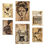 Nacnic 6er-Set Vintage-Leben. Wein, Schleppschuhe, Radio, 