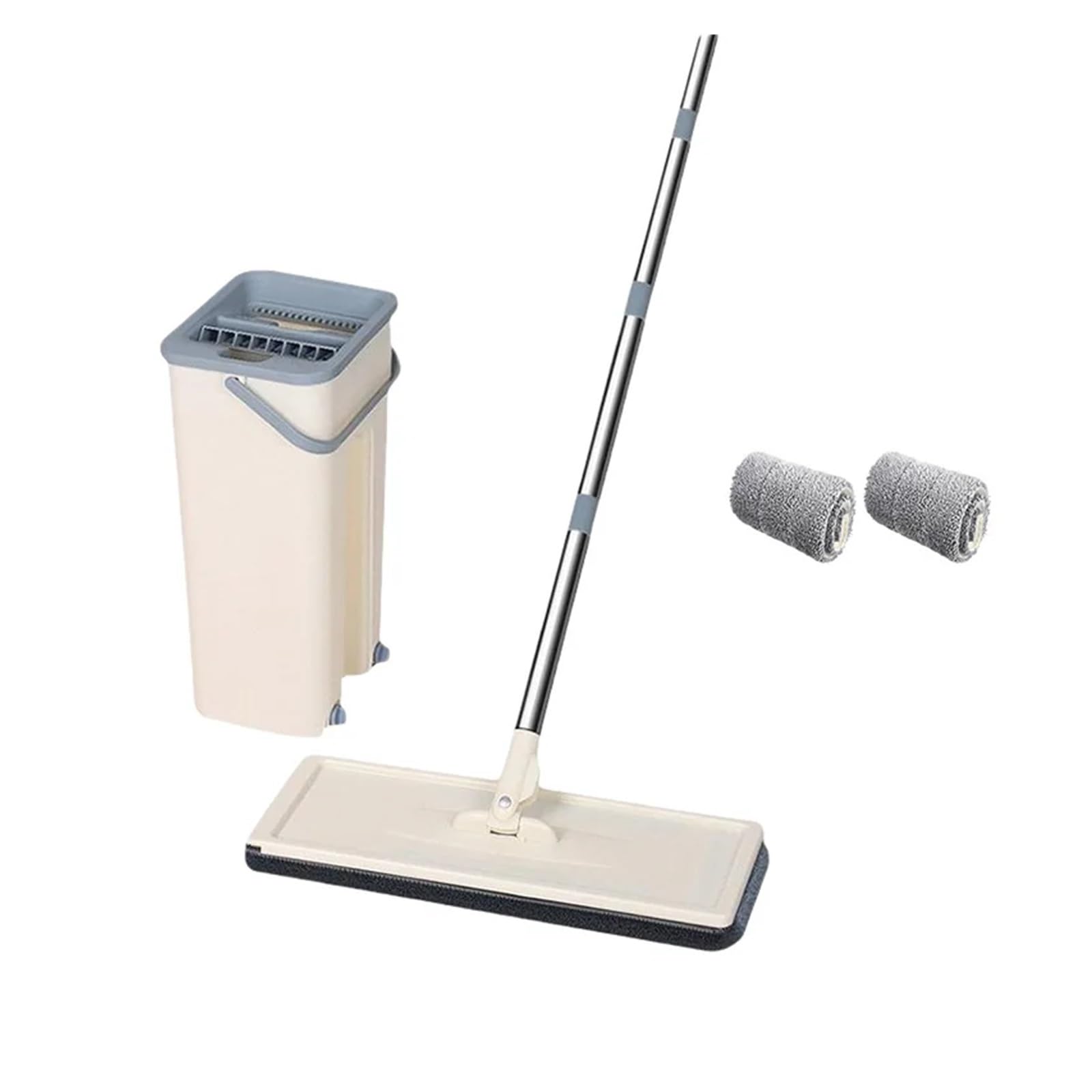 Fregonas exprimibles, cubeta de limpieza Compatible con lavado del suelo, relámpago, ofrece un práctico limpiaparabrisas for el hogar, cocina, ventana, uso seco y húmedo, inteligente(Bucket 1 Mop 2 Cl