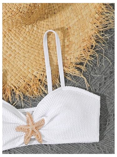 Image of RoseSeek Girl's 2 Piece Padded Bathing Suit Wireless Starfish Swimsuit Spaghetti Strap Vacation Beachwear Set