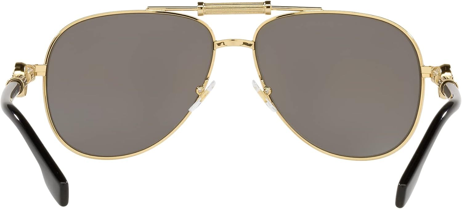 Versace Unisex Sunglasses Gold Frame, Polarized Grey Mirror Silver Lenses, 59MM - Image 4