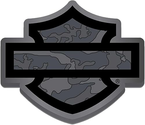 Harley-Davidson Imán de metal resistente de Camo Bar & Shield - 3.5 x 2.75 pulgadas
