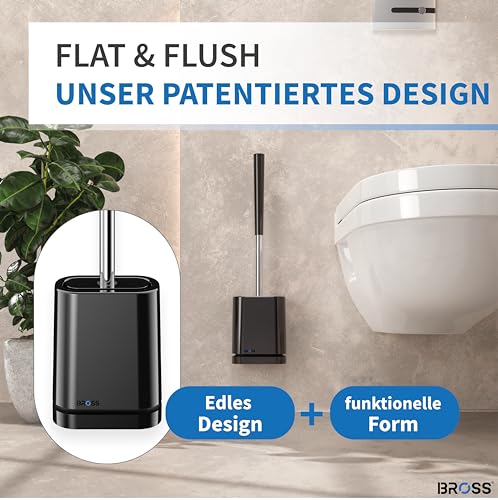 BROSS® Klobürste Silikon - Patentierte Toilettenbürste - Klobürste Schwarz - WC Bürste & Klobürstenhalter mit Wandmontage & TurboTrocknung - Innovativ & Antibakteriell - 1er Set – Bild 3