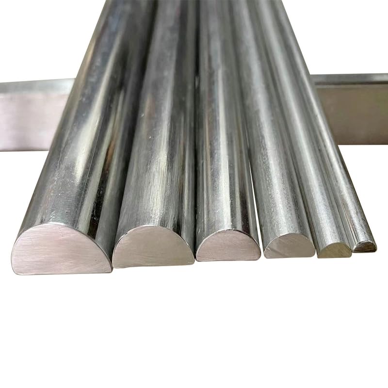 Tige en forme de D en acier inoxydable 304 tige solide semi-circulaire pour le travail du bois, la fabrication de bricolage, le traitement des écrous et des tours (Silver, 20 Piece/2MMX4MMX50CM)